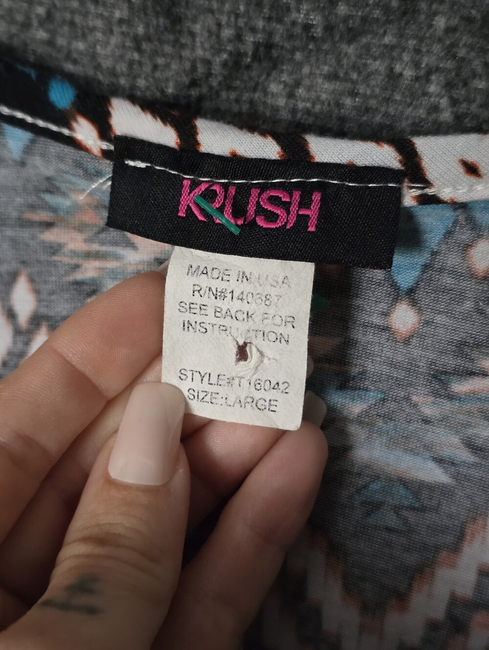 Krush Western Pattern Top - Size Large - Picture 4 of 4